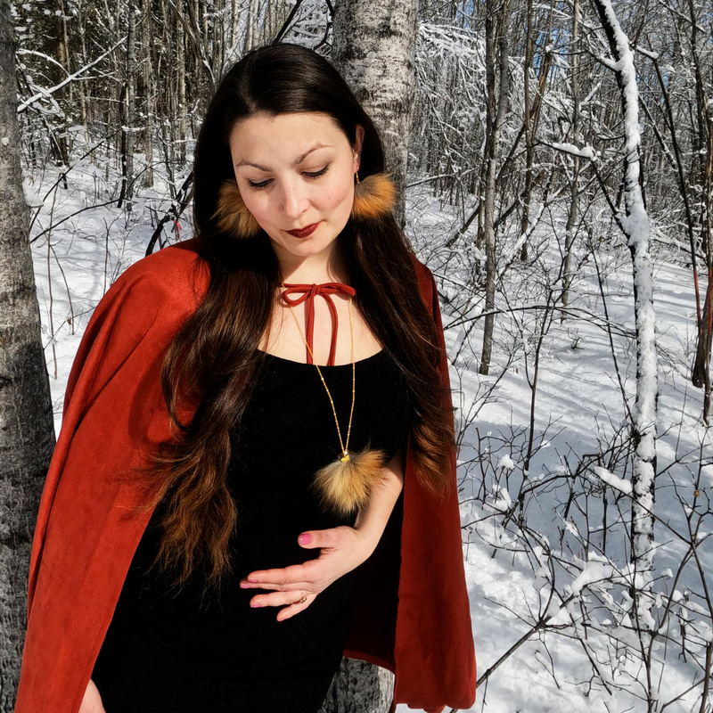 Ensemble de bijoux avec fourrure de renard